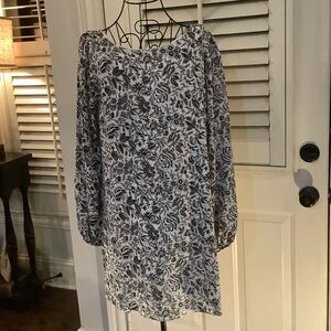 NYMPHE Monochrome Floral Long Sleeve Dress